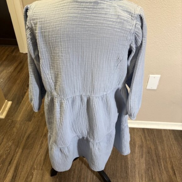 Mododoc Light Blue V Neck Gauze Tiered Dress Medium EUC - Picture 3 of 5